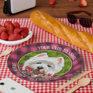 Assiettes En Carton Fleurs blanches et roses