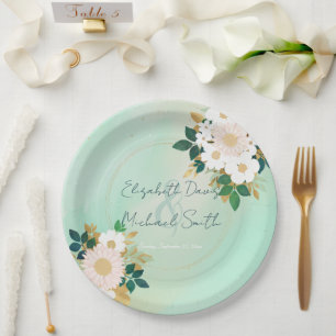 Assiettes En Carton Fleurs blanches romantiques Conception de l'aquare