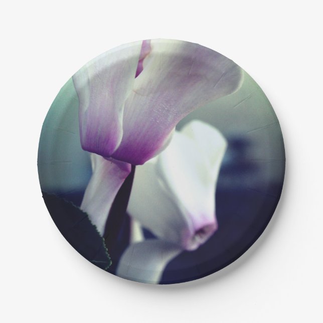 Assiettes En Carton Fleurs blanches roses Photo Plaques personnalisées (Devant)