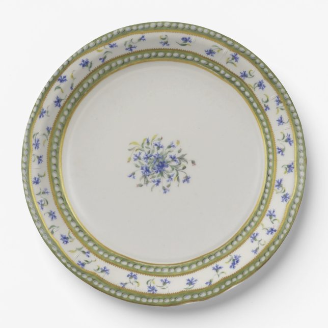 Assiettes En Carton Fleurs bleues (Devant)