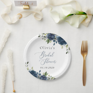 Assiettes En Carton Fleurs bleues de la Marine, Verdure, Boho, Fête de