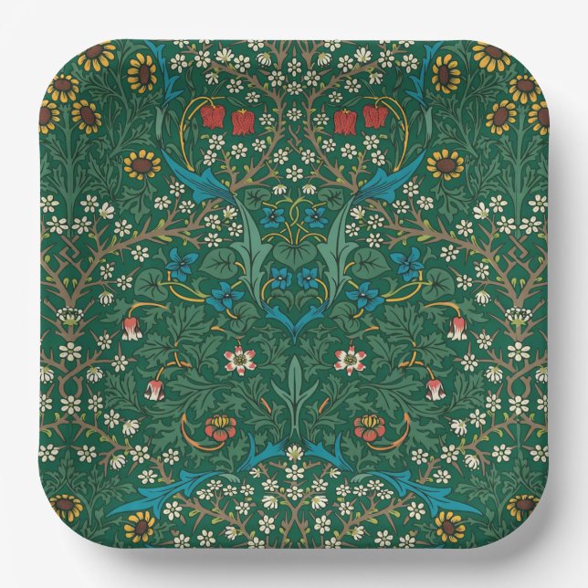 Assiettes En Carton Fleurs bleues et blanches de William Morris (Recto)