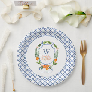 Assiettes En Carton Fleurs botaniques d'agrumes d'hiver   Feuillage