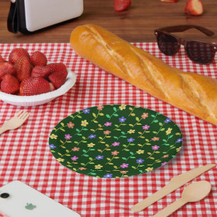 Assiettes En Carton Fleurs colorées, Motif Floral, Verdure, Boho