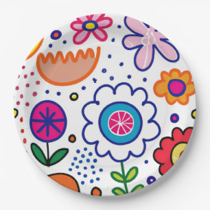 Assiettes En Carton Fleurs croustillantes aux couleurs audacieuses