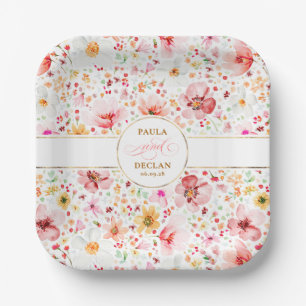 Assiettes En Carton Fleurs d'aquarelle romantique Boho Garden Mariage