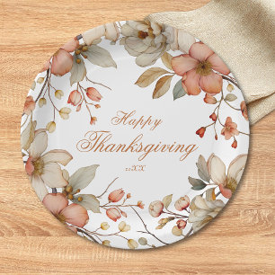 Assiettes En Carton Fleurs d'automne de Thanksgiving 