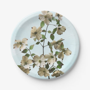 Assiettes En Carton Fleurs de bois de chien blanc fleurissant