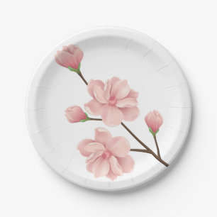 Assiettes En Carton Fleurs de Cerisier Floral Mariage Fête