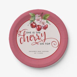 Assiettes En Carton Fleurs de cerisiers Baby shower rose fille