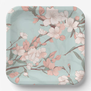 Assiettes En Carton Fleurs de cerisiers Sakura