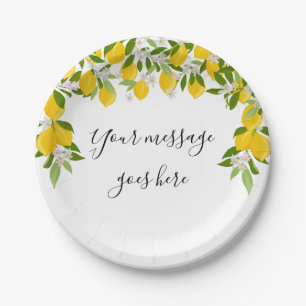 Assiettes En Carton Fleurs de citron verdure élégant message de script