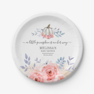 Assiettes En Carton Fleurs de citrouille roses roses blush pour Baby S