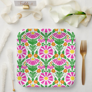Assiettes En Carton Fleurs de fête – Célébrons !