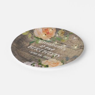 Assiettes En Carton Fleurs de fête d'anniversaire Lumières à cordes de