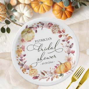 Assiettes En Carton Fleurs de feuilles d'automne Citrouille Mariage d'