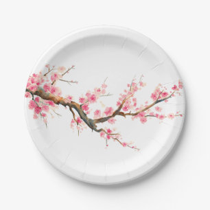 Assiettes En Carton Fleurs de fleurs de cerisier