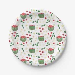 Assiettes En Carton Fleurs de Fraisier Champs de Fraises Premier Frais