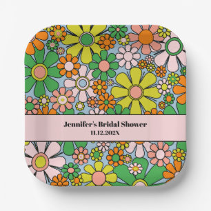 Assiettes En Carton Fleurs de Jardin Rétro 60s les années 70 Boho moti
