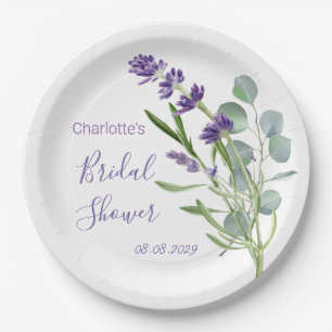 Assiettes En Carton Fleurs de Lavande Violette Foliage Eucalyptus