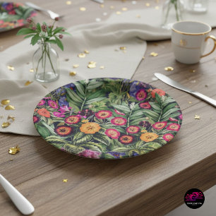 Assiettes En Carton Fleurs de l'île de la Prairie Rose