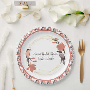 Assiettes En Carton Fleurs de Magnolia dans la Fête des mariées de cor