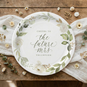 Assiettes En Carton Fleurs de Mariage Fleurie Verte