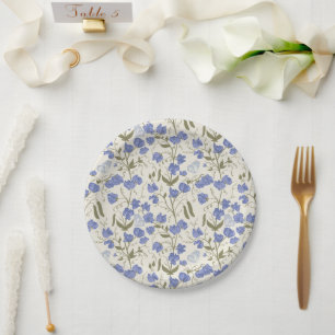 Assiettes En Carton Fleurs de pois doux Crème