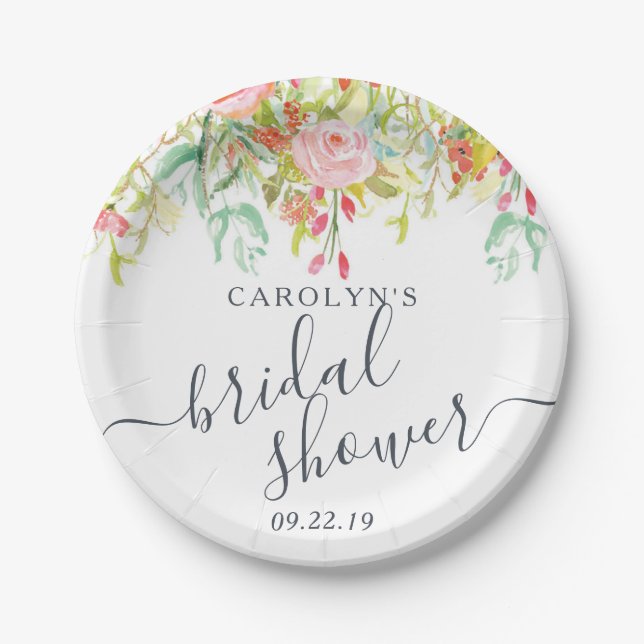 Assiettes En Carton Fleurs de printemps et d'été | Baby Shower pour fu (Devant)