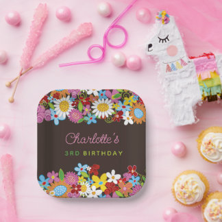 Assiettes En Carton Fleurs de printemps Whimsical Jardin Fête d'annive