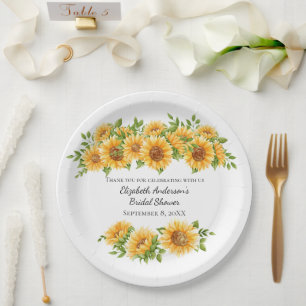 Assiettes En Carton Fleurs de soleil Jaune Floral Fête des mariées rus