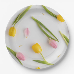 Assiettes En Carton Fleurs de tulipe 