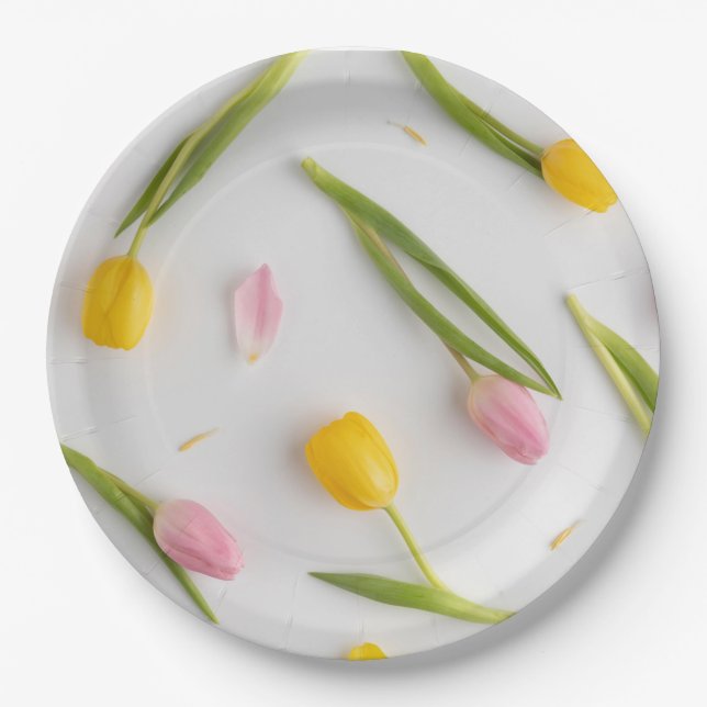 Assiettes En Carton Fleurs de tulipe  (Devant)