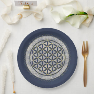 Assiettes En Carton FLEURS DE VIE - Symbole de géométrie sacrée Art 1