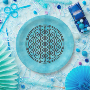 Assiettes En Carton FLEURS DE VIE - Symbole de géométrie sacrée plan 1