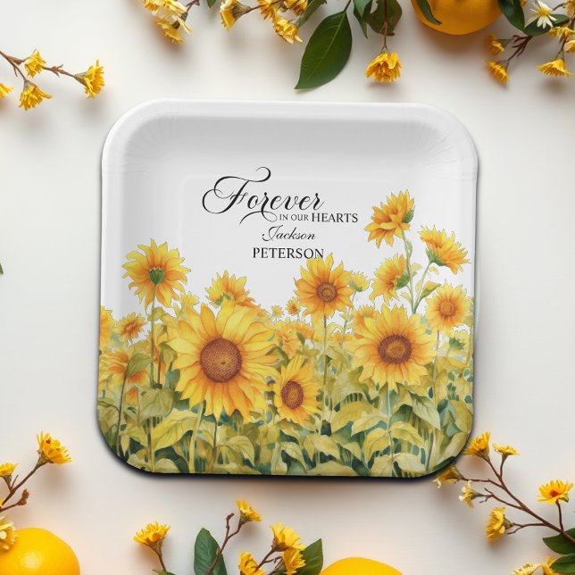 Assiettes En Carton Fleurs D'Eau Fleurs De Soleil Célébration De La Vi (Créateur téléchargé)