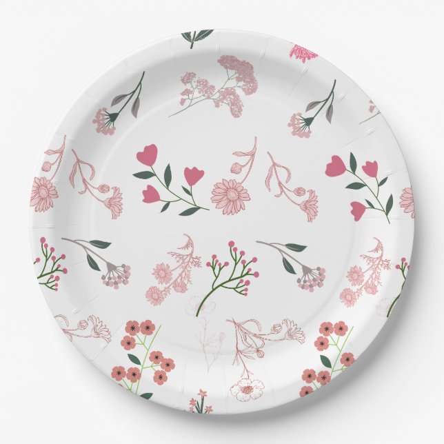 Assiettes En Carton Fleurs délicates assorties en Motif (Devant)