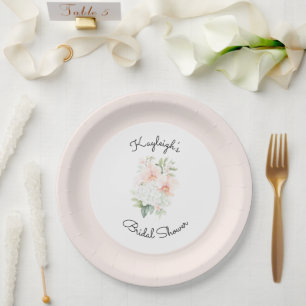 Assiettes En Carton Fleurs d'Orchidée Rose Pêche Mariage