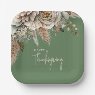Assiettes En Carton Fleurs élégantes d'automne Joyeux Thanksgiving