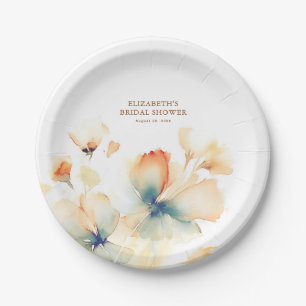 Assiettes En Carton Fleurs en terre cuite et sarcelle Élégantes