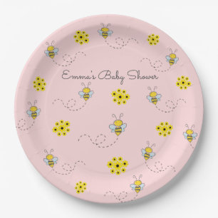 Assiettes En Carton Fleurs et Baby showers de des abeilles