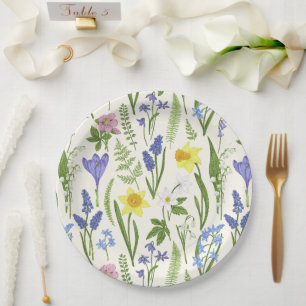 Assiettes En Carton Fleurs et herbes vintages du printemps