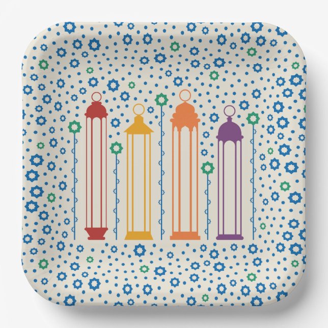 Assiettes En Carton Fleurs et lanternes (Recto)