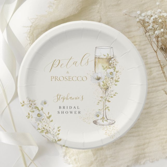 Assiettes En Carton Fleurs et Prosecco Fête de Mariage Champêtre  (Créateur téléchargé)