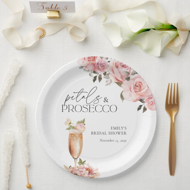 Assiettes En Carton Fleurs et Prosecco Réception de Mariage Florale (Mariage)