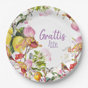Assiettes En Carton Fleurs exotiques