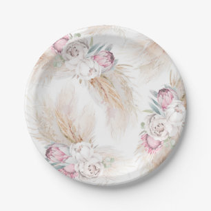 Assiettes En Carton Fleurs exotiques de Protea King de l'herbe de Pamp
