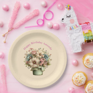 Assiettes En Carton Fleurs Fantaisistes dans un Pot de Fleurs Cute Ann
