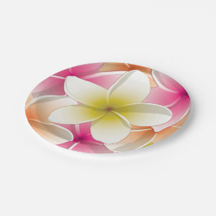 Assiettes En Carton Fleurs frangipani/Plumeria