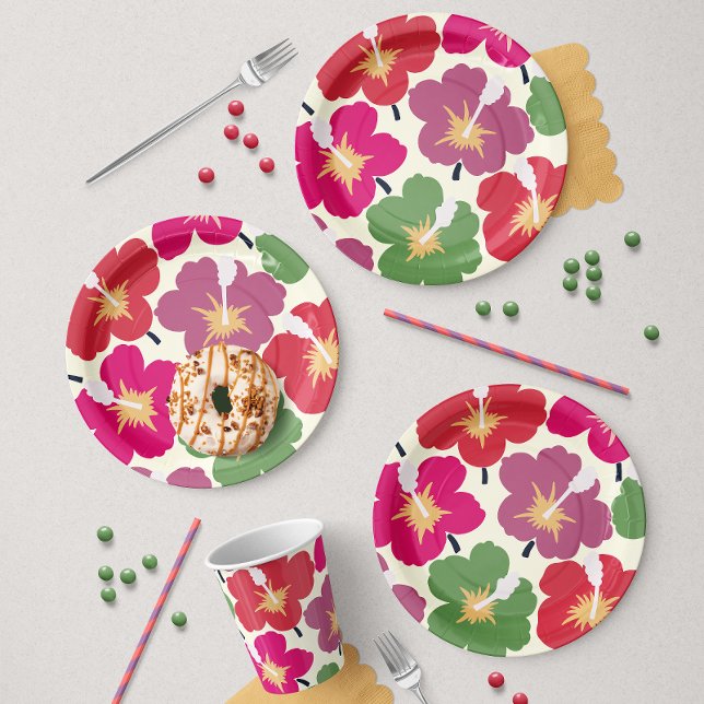 Assiettes En Carton Fleurs gras multicolores  (Créateur téléchargé)